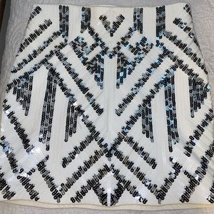 White & Black Sequin Skirt